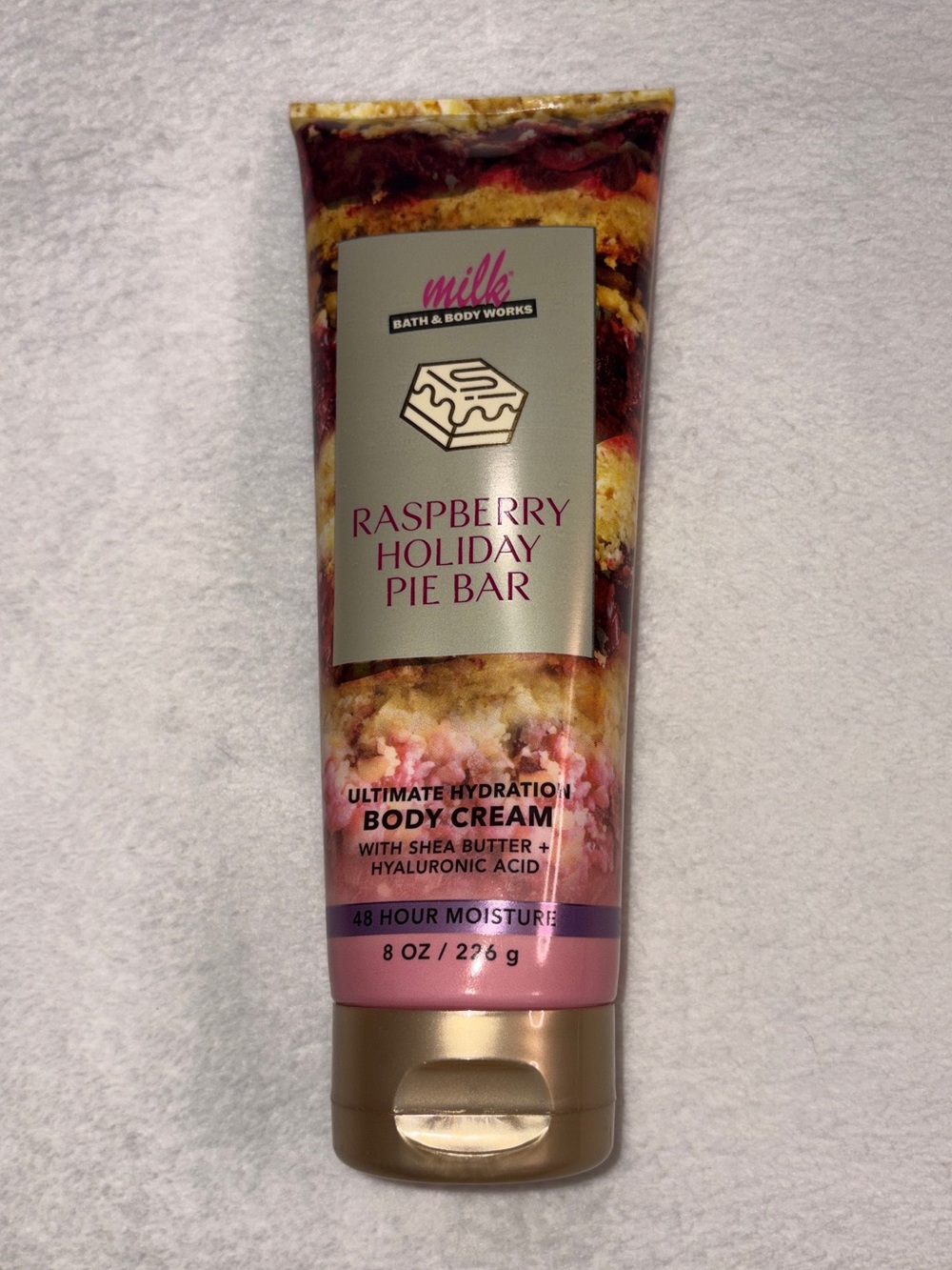 Bath & Body Works Raspberry Holiday Pie Bar Body Cream - Pink & Gold